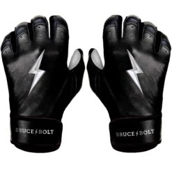 Bruce Bolt PREMIUM PRO Chrome Series Short Cuff Batting Gloves: Black