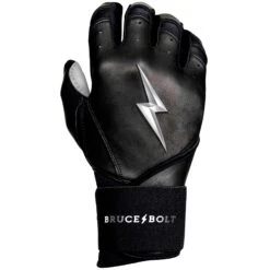 Bruce Bolt PREMIUM PRO Chrome Series Long Cuff Batting Gloves: Black -SLUGGER Sales Store LC CHRB RIGHT