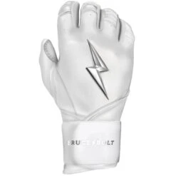 Bruce Bolt PREMIUM PRO Chrome Series Long Cuff Batting Gloves: White -SLUGGER Sales Store LC CHRW RIGHT