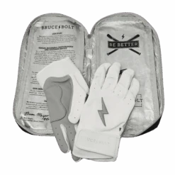 Bruce Bolt PREMIUM PRO Chrome Series Short Cuff Batting Gloves: White -SLUGGER Sales Store SC CHRW BAG2