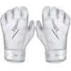 Bruce Bolt PREMIUM PRO Chrome Series Short Cuff Batting Gloves: White