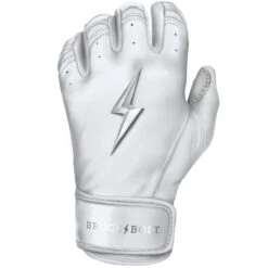 Bruce Bolt PREMIUM PRO Chrome Series Short Cuff Batting Gloves: White -SLUGGER Sales Store SC CHRW LEFT