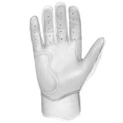 Bruce Bolt PREMIUM PRO Chrome Series Short Cuff Batting Gloves: White -SLUGGER Sales Store SC CHRW PALM