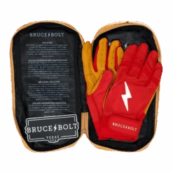 Bruce Bolt PREMIUM PRO Short Cuff Batting Gloves: Red -SLUGGER Sales Store SC REDG BAG2