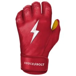 Bruce Bolt PREMIUM PRO Short Cuff Batting Gloves: Red -SLUGGER Sales Store SC REDG LEFT