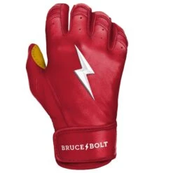 Bruce Bolt PREMIUM PRO Short Cuff Batting Gloves: Red -SLUGGER Sales Store SC REDG RIGHT