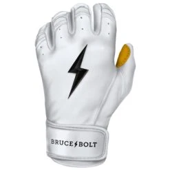 Bruce Bolt PREMIUM PRO Short Cuff Batting Gloves: White -SLUGGER Sales Store SC WHTG LEFT