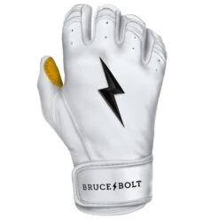 Bruce Bolt PREMIUM PRO Short Cuff Batting Gloves: White -SLUGGER Sales Store SC WHTG RIGHT