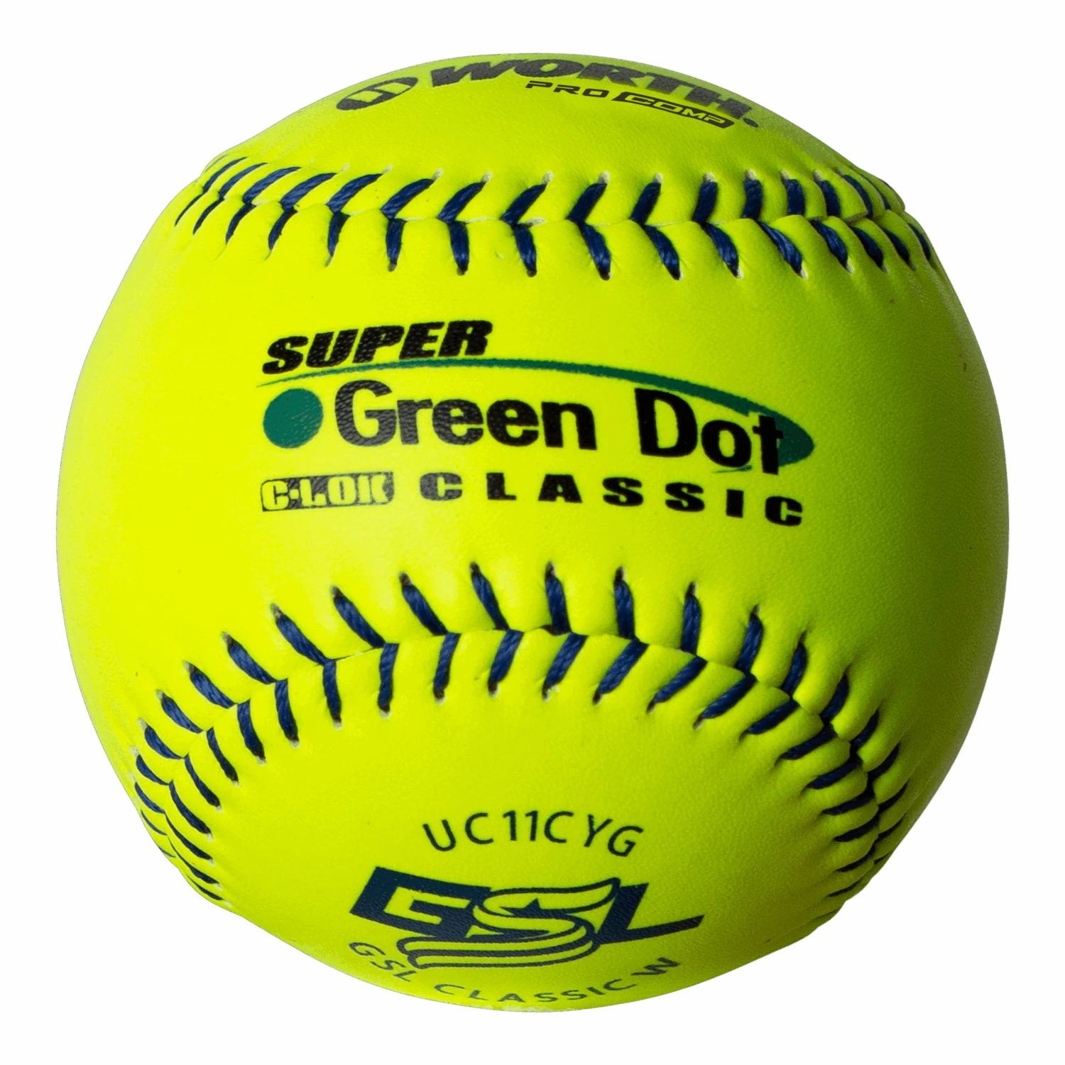 Worth 11" GSL Super Green Dot Classic W Composite Softballs (Dozen): UC11CYG 3 Worth 11" GSL Super Green Dot Classic W Composite Softballs (Dozen): UC11CYG