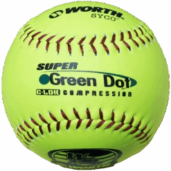 Worth 11" Super Green Dot WSL Slowpitch Softballs 47/400 (Dozen): YS11WSLC