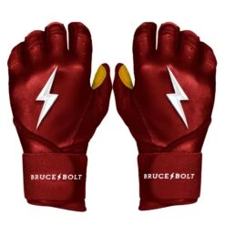 Bruce Bolt PREMIUM PRO Long Cuff Batting Gloves: Maroon
