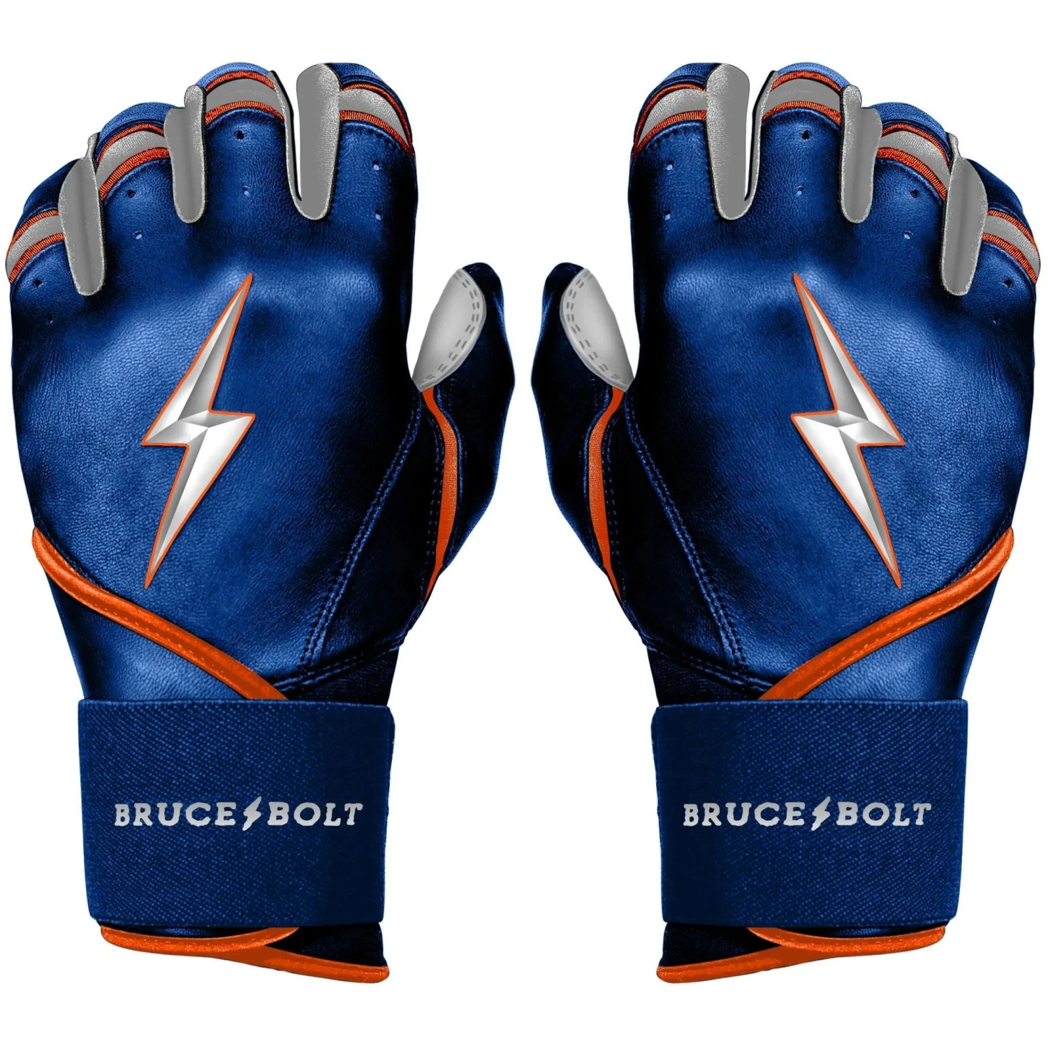 Bruce Bolt PREMIUM PRO NIMMO Long Cuff Batting Gloves: Mets Blue 3 Bruce Bolt PREMIUM PRO NIMMO Long Cuff Batting Gloves: Mets Blue