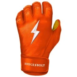 Bruce Bolt PREMIUM PRO Short Cuff Batting Gloves: Orange -SLUGGER Sales Store premium pro short cuff batting gloves orange brucebolt 128747